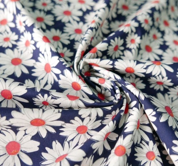 Ткань хлопок с принтом ромашки