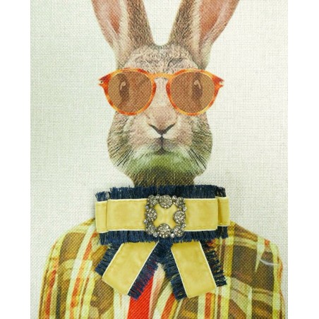 Брошь-бант бархатный с синей бахромой