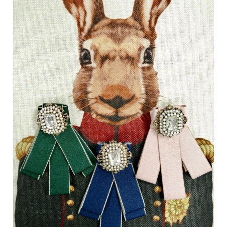 Брошь-бант из плотной репсовой ленты с контрастной каймой