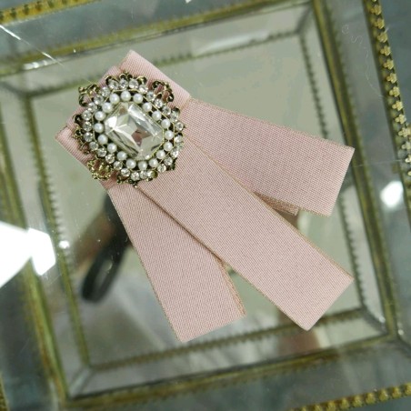 Брошь-бант из плотной репсовой ленты с контрастной каймой