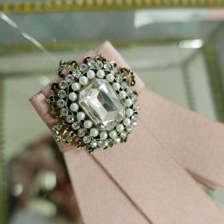 Брошь-бант из плотной репсовой ленты с контрастной каймой