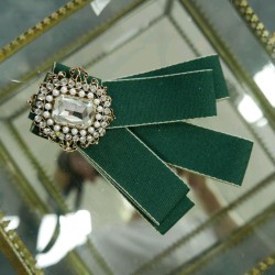 Брошь-бант из плотной репсовой ленты с контрастной каймой