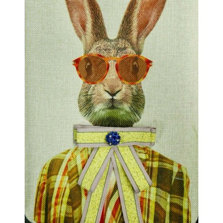 Брошь бант бежево-голубой с синим декором