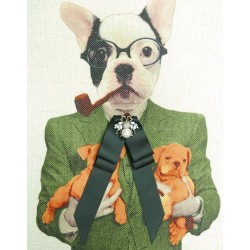 Брошь-бант из чёрной репсовой лентой с жемчужной мухой