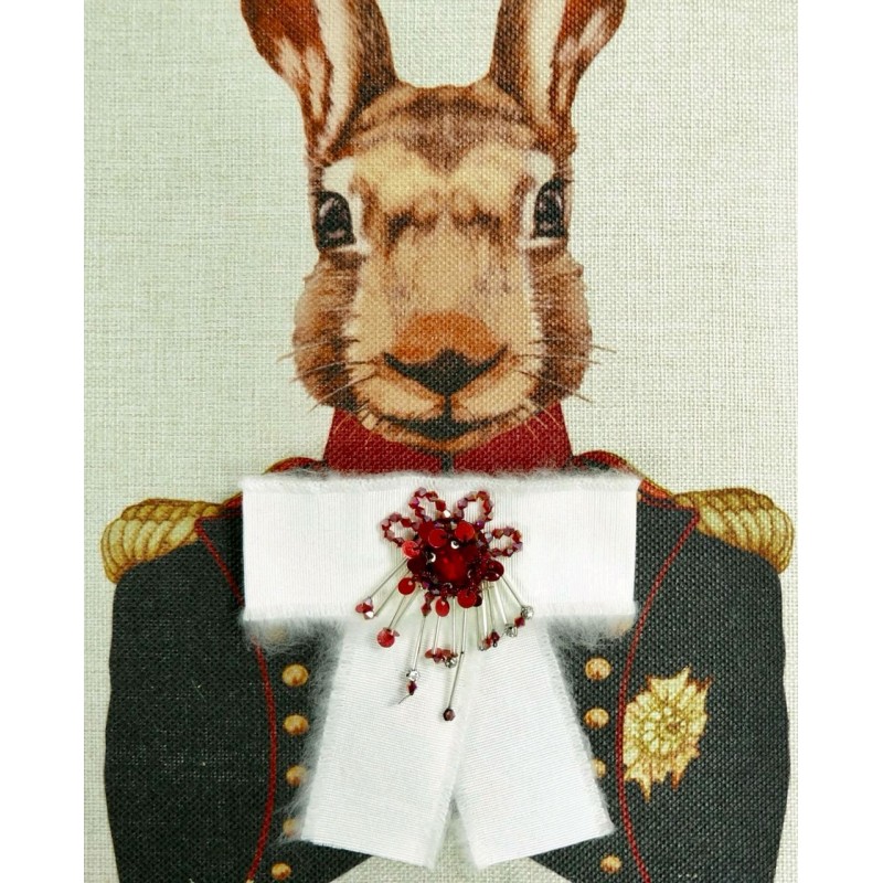 Бант-брошь из репсовой ленты с декором из бисера и пайеток