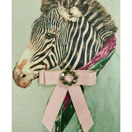 Брошь-бант из репсовой ленты с оригинальным украшением