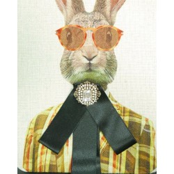 Бант-брошь из чёрной атласной ленты на булавке