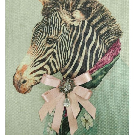 Бант из атласной ленты с золотистым блеском,украшенный брошью