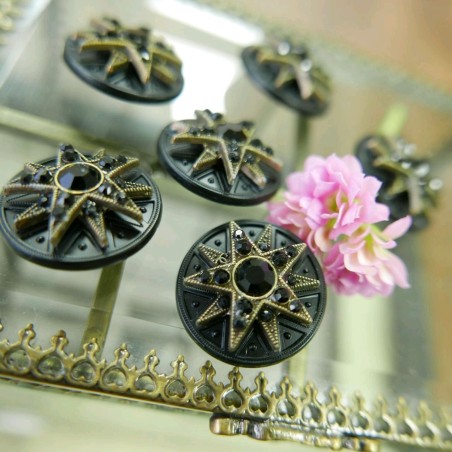 Пуговицы металлические с бронзовой звездой и чёрными стразами