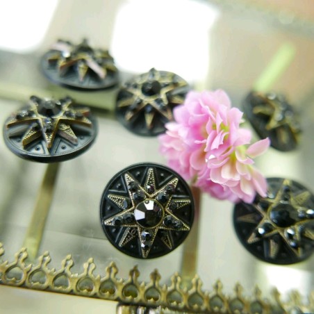 Пуговицы металлические с бронзовой звездой и чёрными стразами