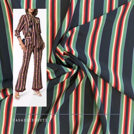 Ткань шелк натуральный черный в полоску