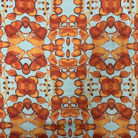 Ткань шифон жатый с ярким растительным принтом