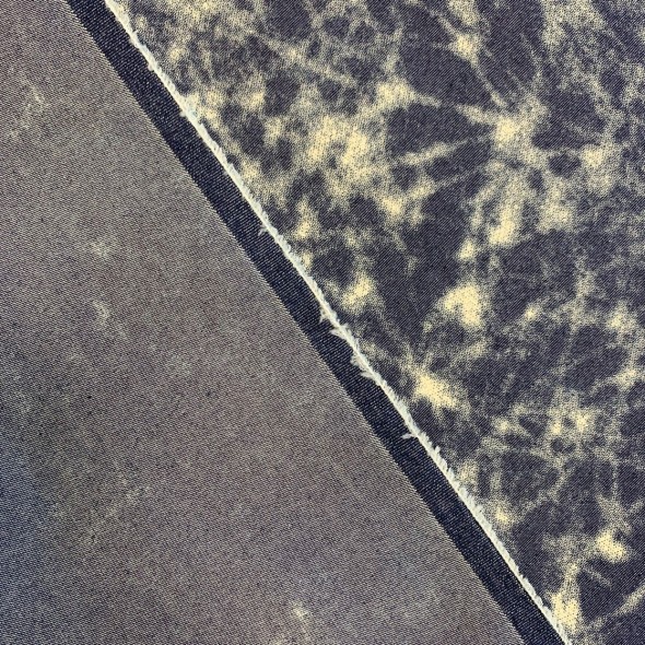 Ткань хлопковая джинса с принтом тай-дай