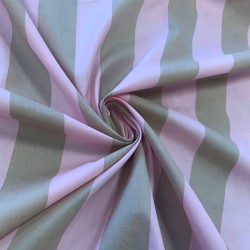 Ткань хлопок в широкую полоску в розово-бежевых тонах