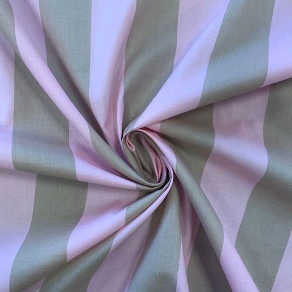 Ткань хлопок в широкую полоску в розово-бежевых тонах