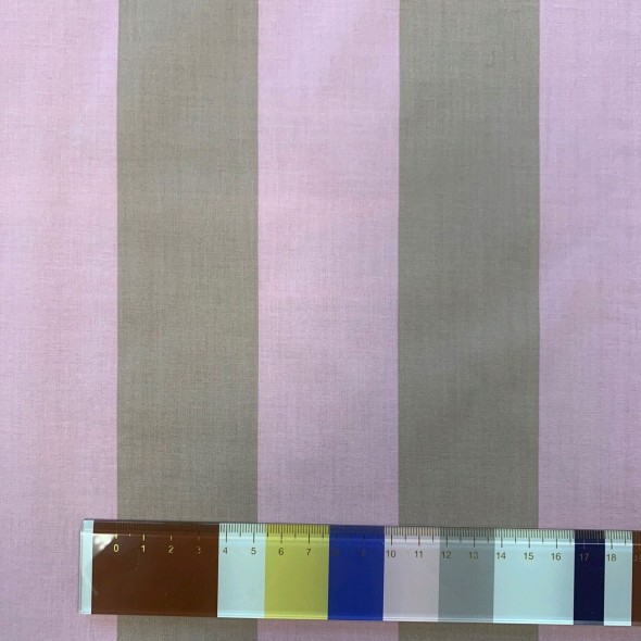 Ткань хлопок в широкую полоску в розово-бежевых тонах