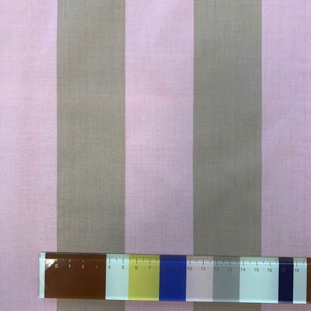 Ткань хлопок в широкую полоску в розово-бежевых тонах