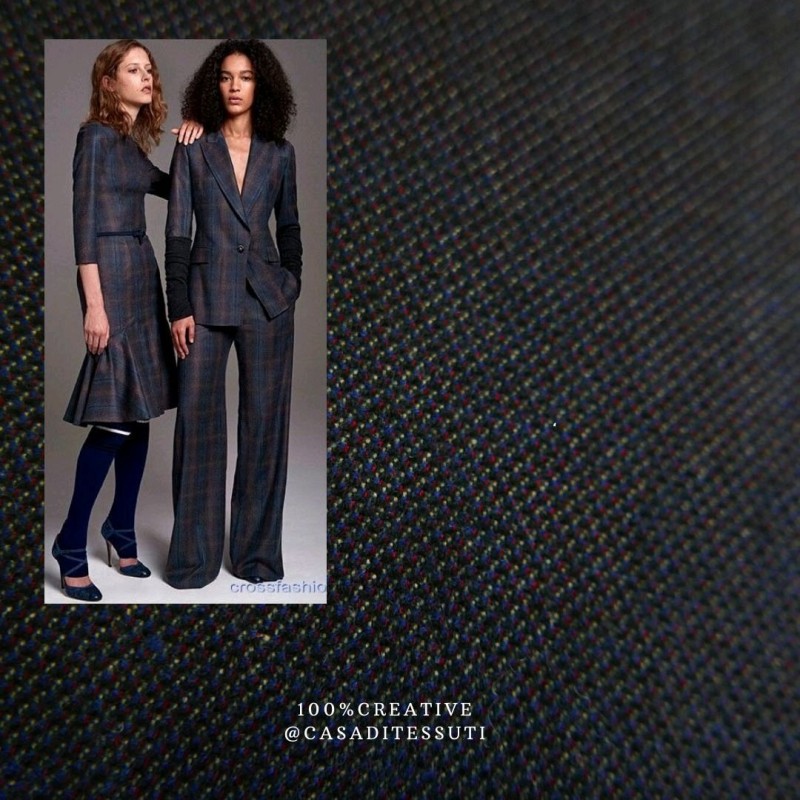 Ткань костюмная тёмно-синяя меланжевая