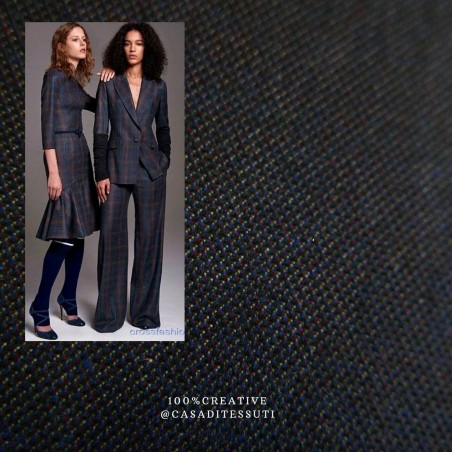 Ткань костюмная тёмно-синяя меланжевая