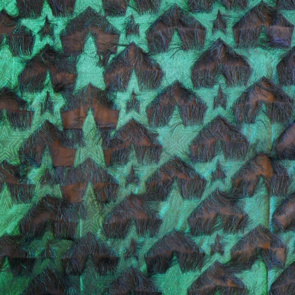 Ткань шифон тёмно-синий с изумрудными звездами