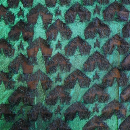 Ткань шифон тёмно-синий с изумрудными звездами