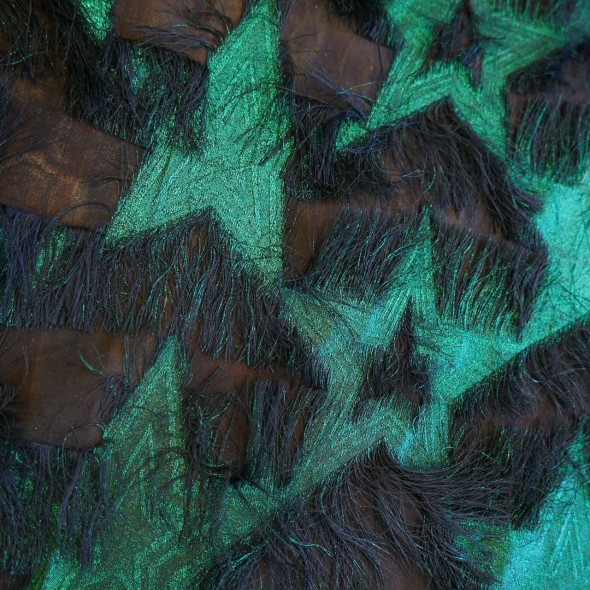 Ткань шифон тёмно-синий с изумрудными звездами