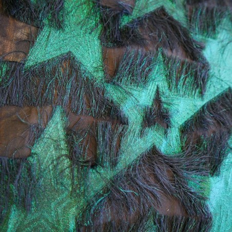 Ткань шифон тёмно-синий с изумрудными звездами