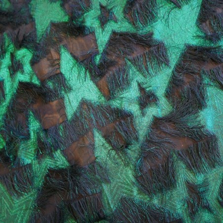 Ткань шифон тёмно-синий с изумрудными звездами