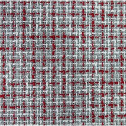 Ткань твид серый с добавлением красных и молочных нитей