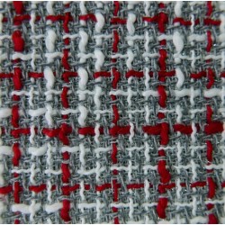 Ткань твид серый с добавлением красных и молочных нитей