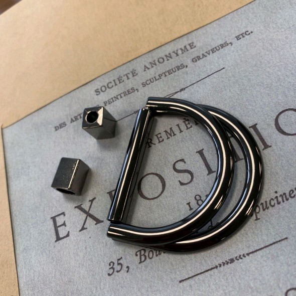 Полукольцо металлическое двойное цвета темного серебра