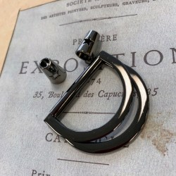 Полукольцо металлическое двойное цвета темного серебра