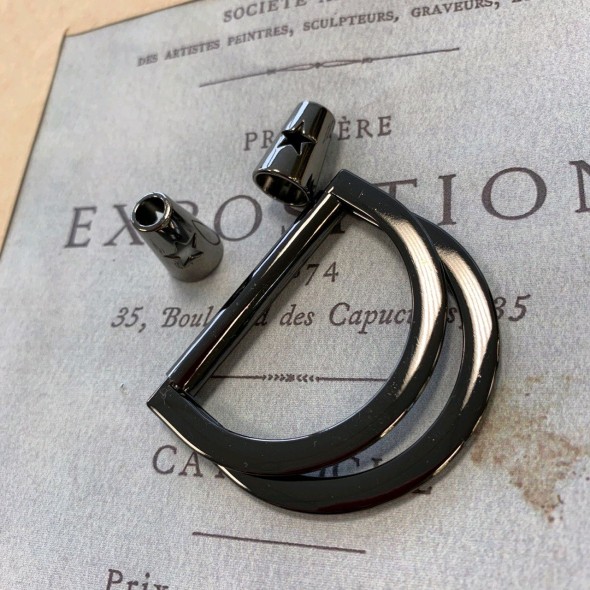 Полукольцо металлическое двойное цвета темного серебра