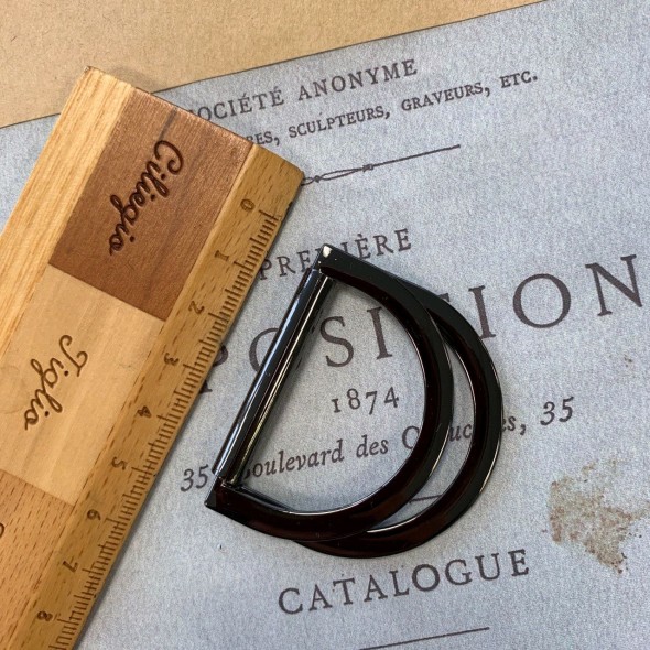 Полукольцо металлическое двойное цвета темного серебра