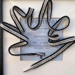 Шнурки полосатые для спортивной одежды черные с серебристым люрексом