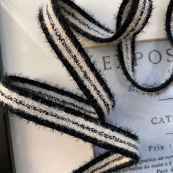 Шнурки полосатые для спортивной одежды черные с серебристым люрексом