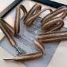 Шнурки полосатые для спортивной одежды светло-коричневые с люрексом