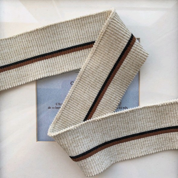 Подвязы трикотажные светло-бежевые с золотистым люрексом