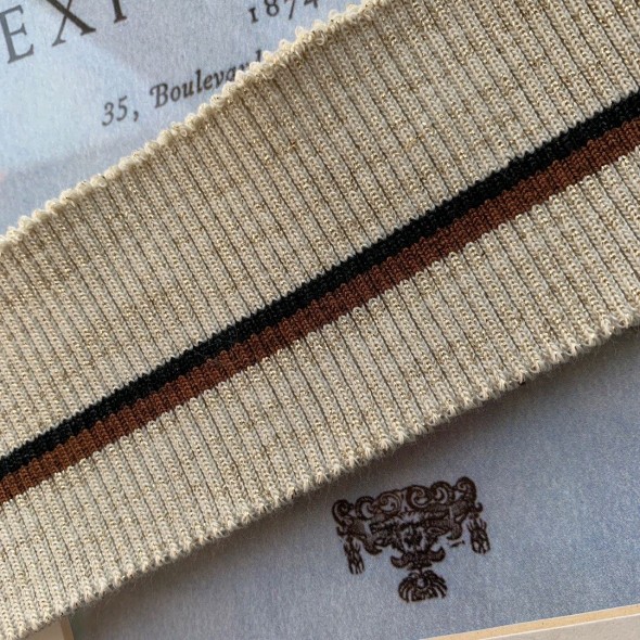 Подвязы трикотажные светло-бежевые с золотистым люрексом