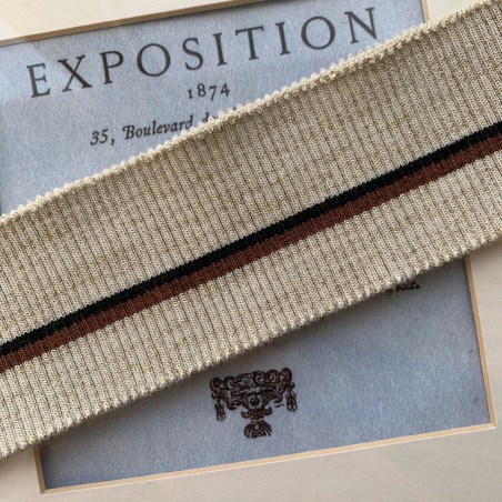 Подвязы трикотажные светло-бежевые с золотистым люрексом