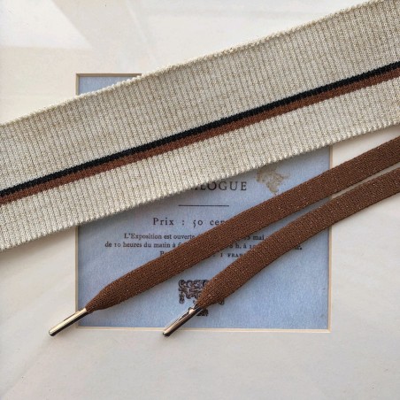 Подвязы трикотажные светло-бежевые с золотистым люрексом