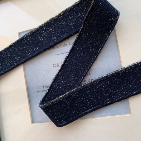 Подвязы трикотажные тёмно-синее с золотистым люрексом