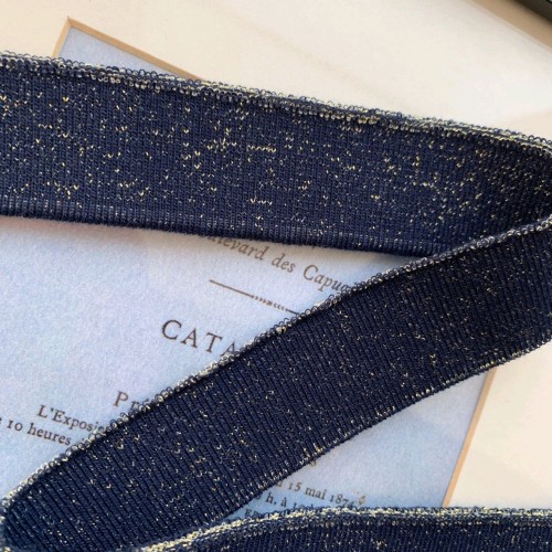 Подвязы трикотажные тёмно-синее с золотистым люрексом 2