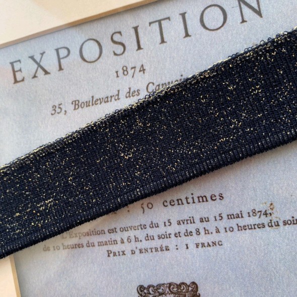 Подвязы трикотажные тёмно-синее с золотистым люрексом