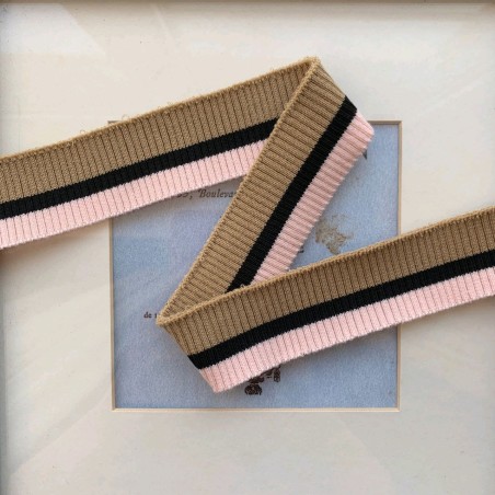 Подвязы трикотажные бежево-розовые с чёрной полоской в центре