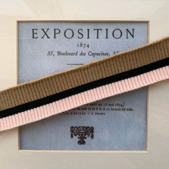 Подвязы трикотажные бежево-розовые с чёрной полоской в центре