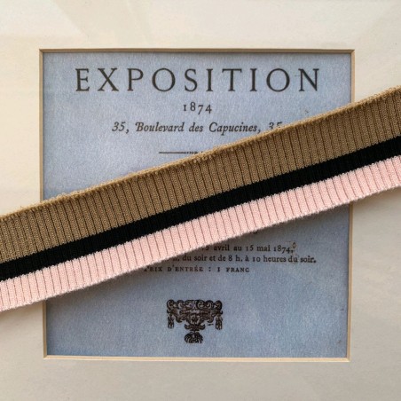 Подвязы трикотажные бежево-розовые с чёрной полоской в центре