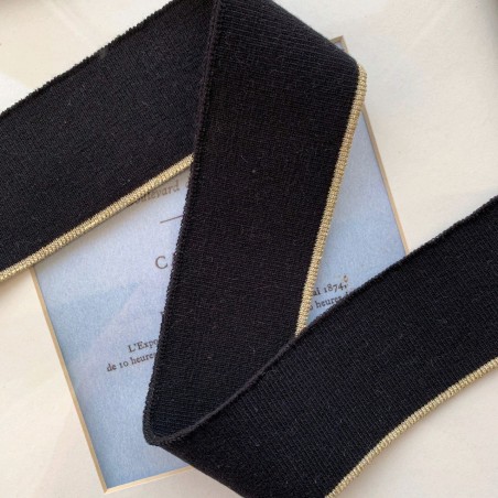 Подвязы трикотажные чёрные с золотистой полоской по краю