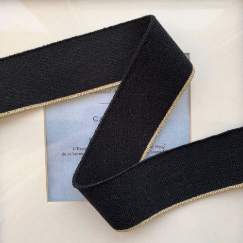 Подвязы трикотажные чёрные с золотистой полоской по краю 2