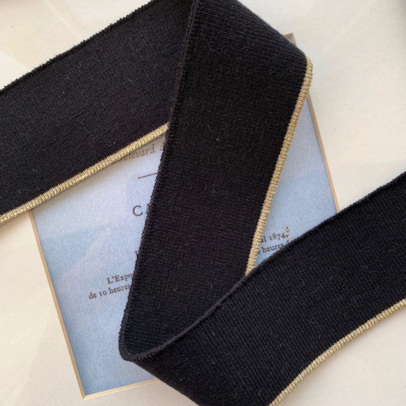 Подвязы трикотажные чёрные с золотистой полоской по краю